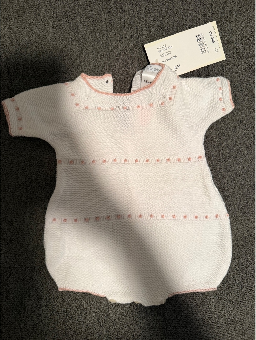 NWT Tutto Piccolo Baby Girl Knit Bubble Romper 0M White Pink $80